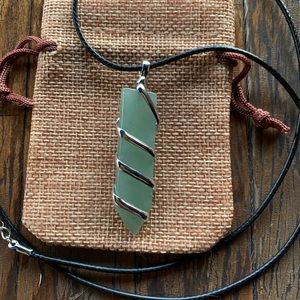 Unisex Crystal Pendant | Mens Crystal Necklace | Green Aventurine Necklace